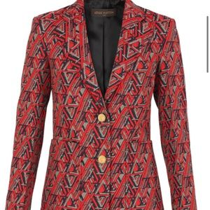 Louis Vuitton Red & Black Geometric Monogram Blazer